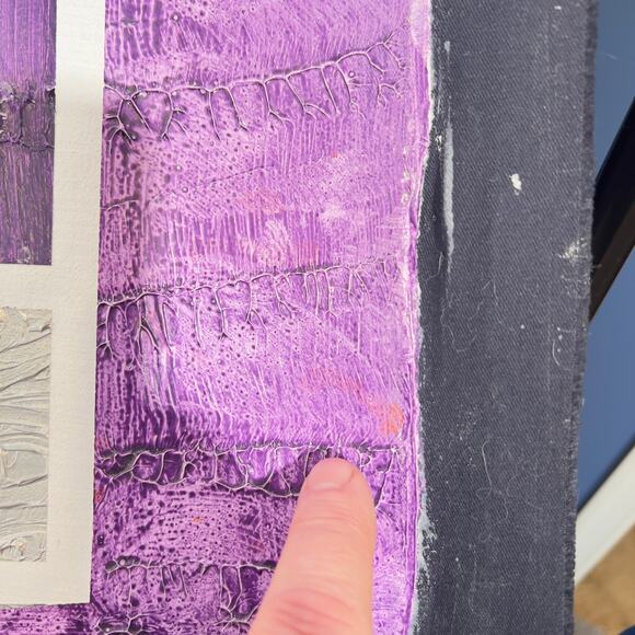 Jose Luis Gonzalez Unframed Painting Tropical Purple Silver White ~61" x ~43.5" - Picture 4 of 16